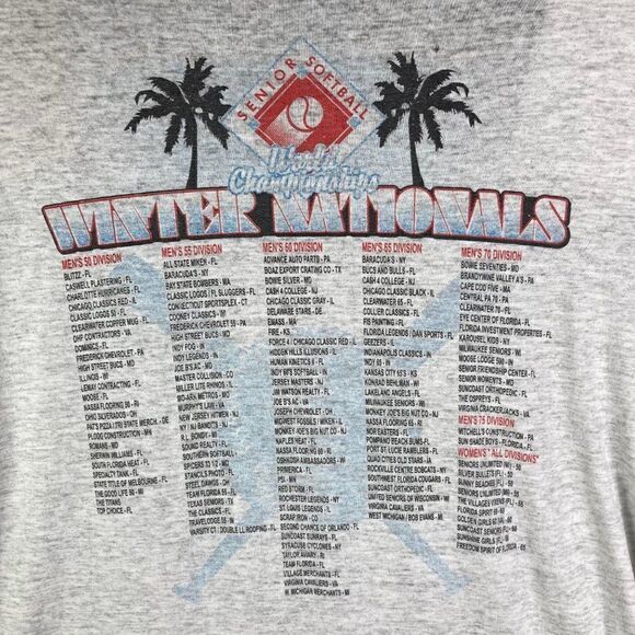 Senior Softball World Championships T-Shirt Mens Division Fort Myers‎ Grey XL - Picture 9 of 11